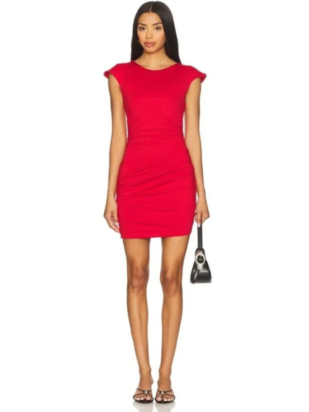 NWT Superdown | Kaylor Red Mini Dress Stretchy Ruched | Size Medium